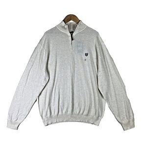 New Chaps Mens Sweater Sz XL Oatmeal‎ Ivory 1/2 Zip Cotton Cashmere Pullover